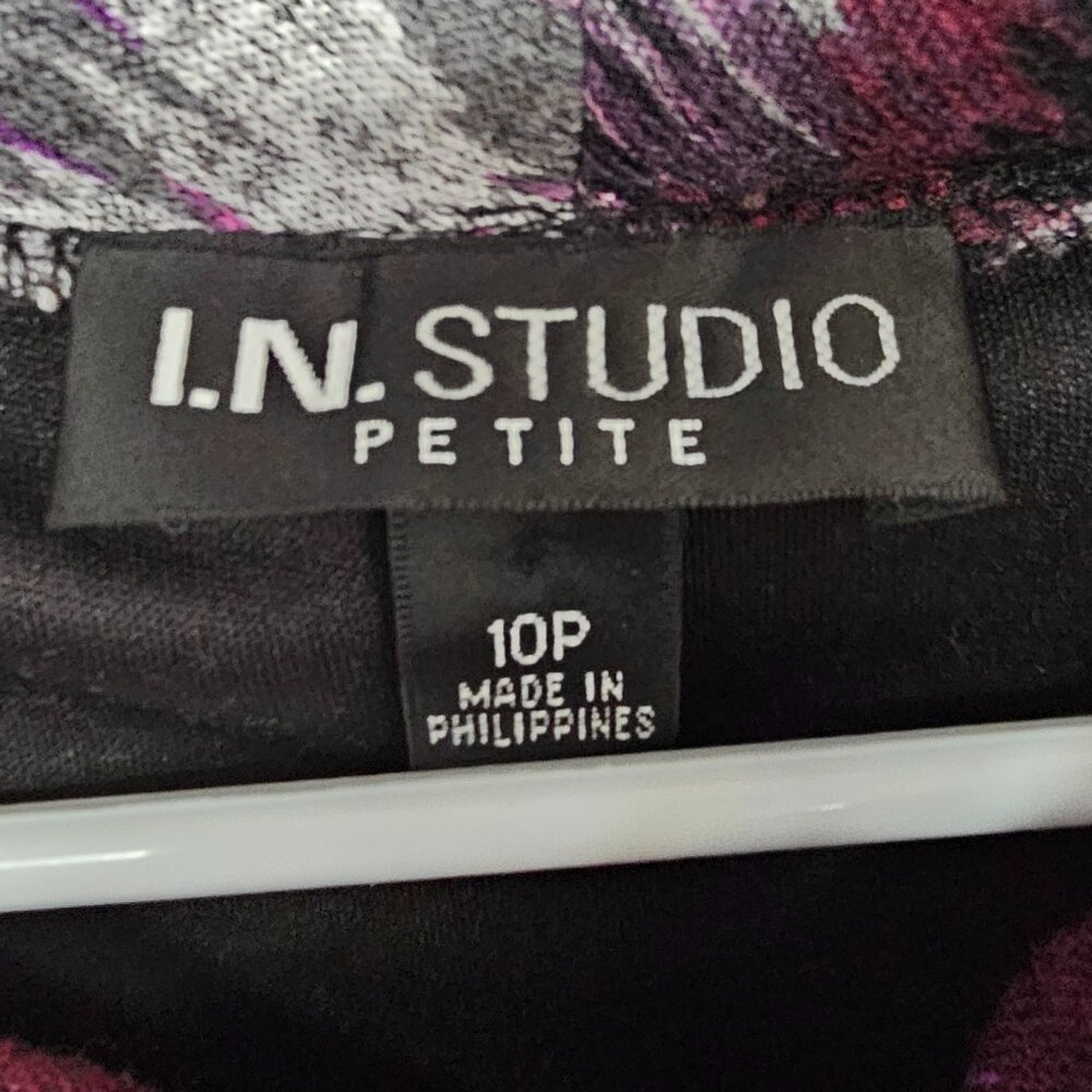 I.N. Studio Dress Knit Purple Gray Cowl Neck Grunge Retro Twee 10P - Picture 8 of 11